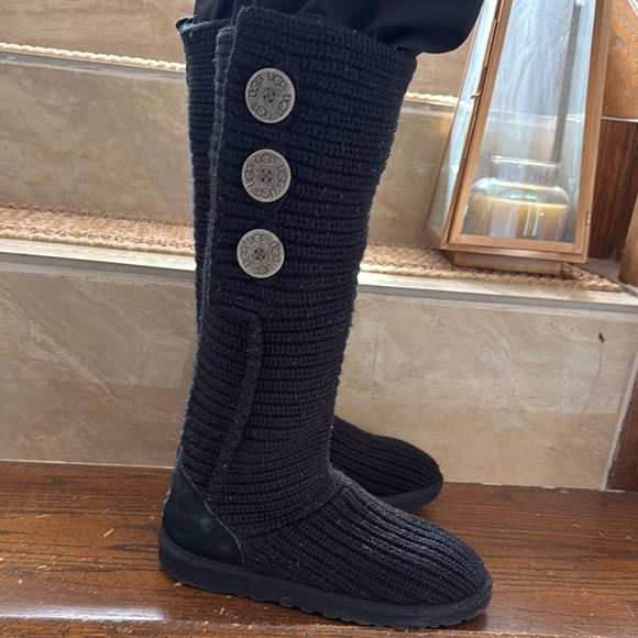 UGG Women's Black Knit Button Boots - Picture 3 of 17